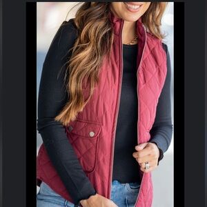 FRANCESCA BLUE RAIN Excursion Quilted Snap Pocket Cottage Core Zip Vest (L)